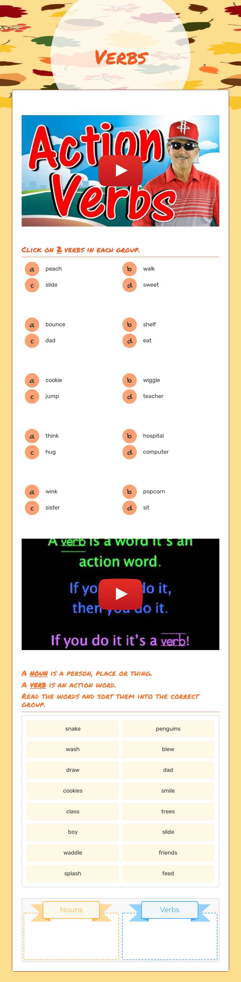 Verbs worksheet preview