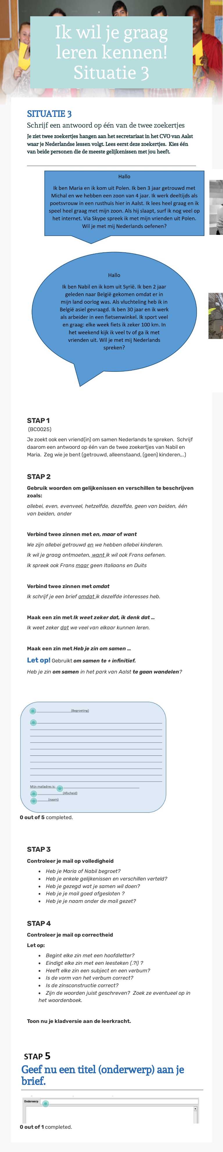 Ik wil je graag     leren kennen!
Situatie 3 worksheet preview image