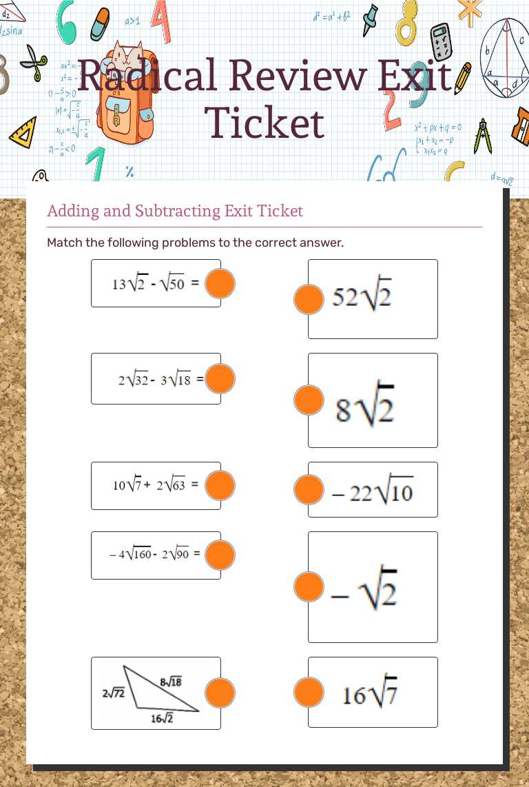 Radical Review        Exit Ticket worksheet preview image
