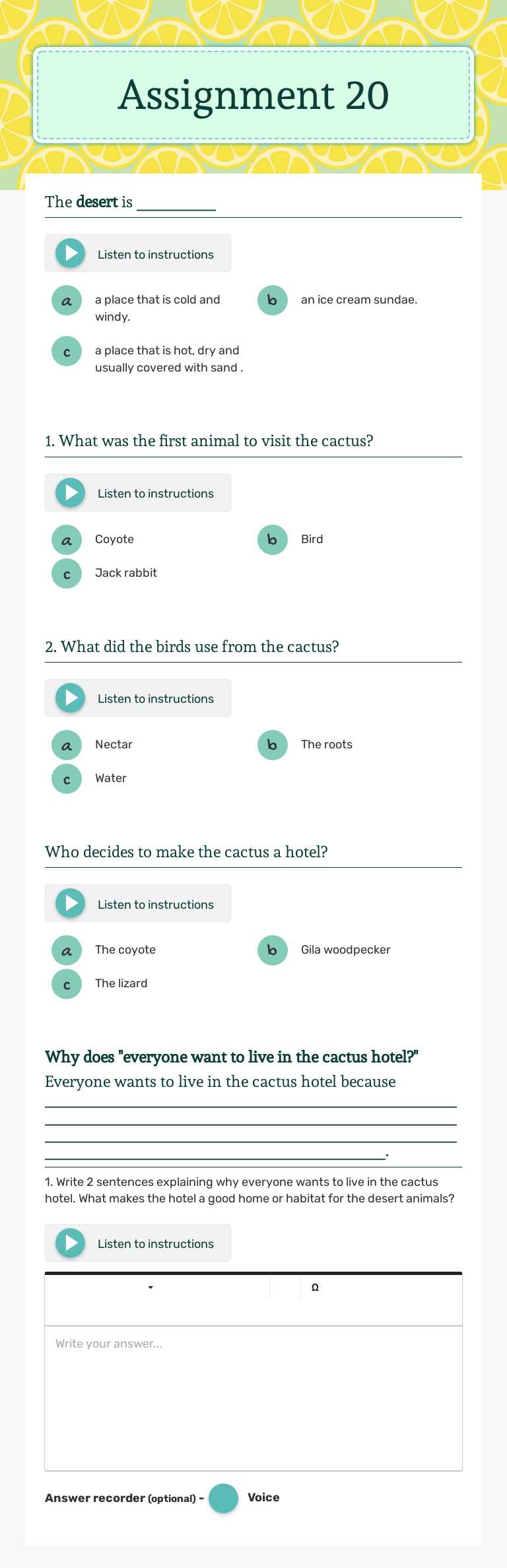 Assignment 20 worksheet preview image