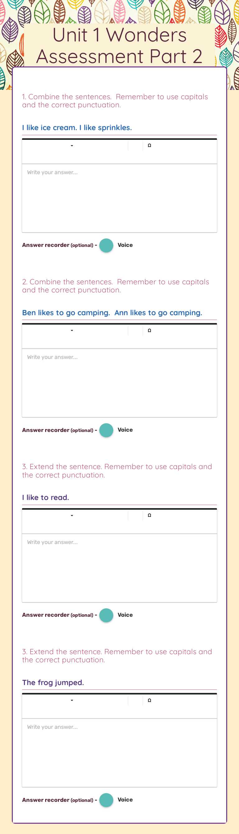 Unit 1 Wonders Assessment Part 2 Grade 2 worksheet preview