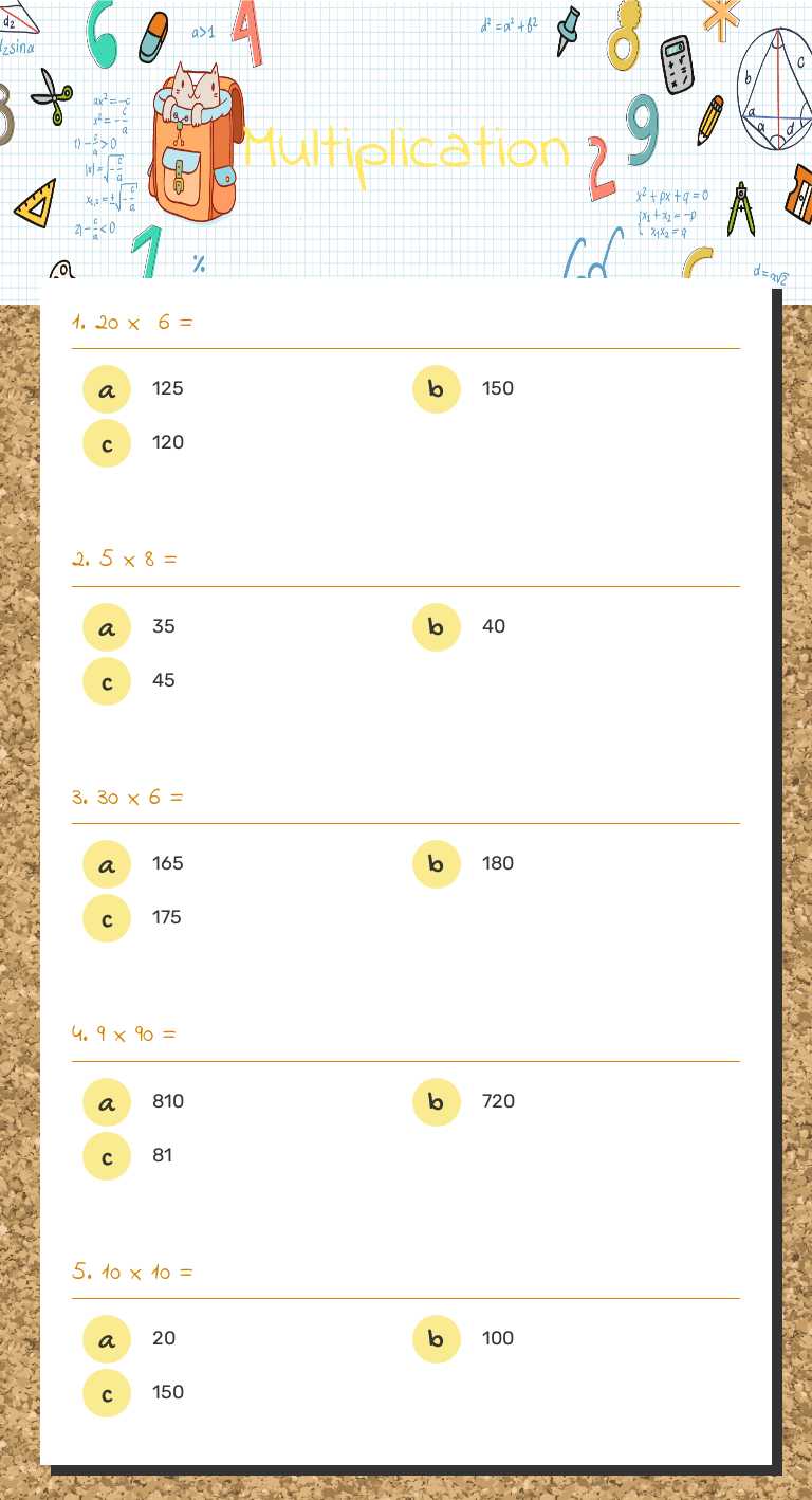 Multiplication worksheet preview image
