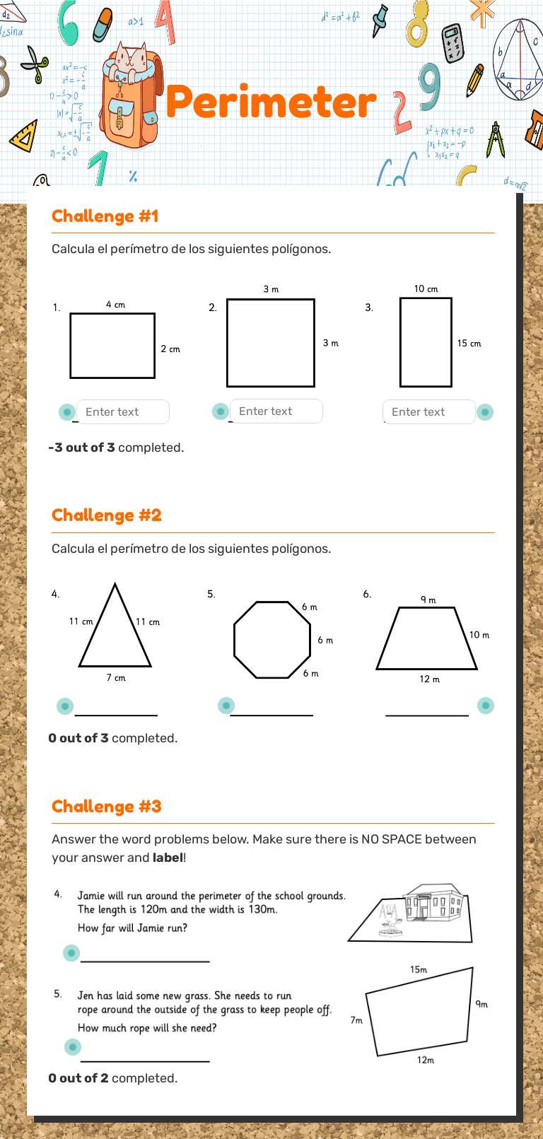 Perimeter worksheet preview image