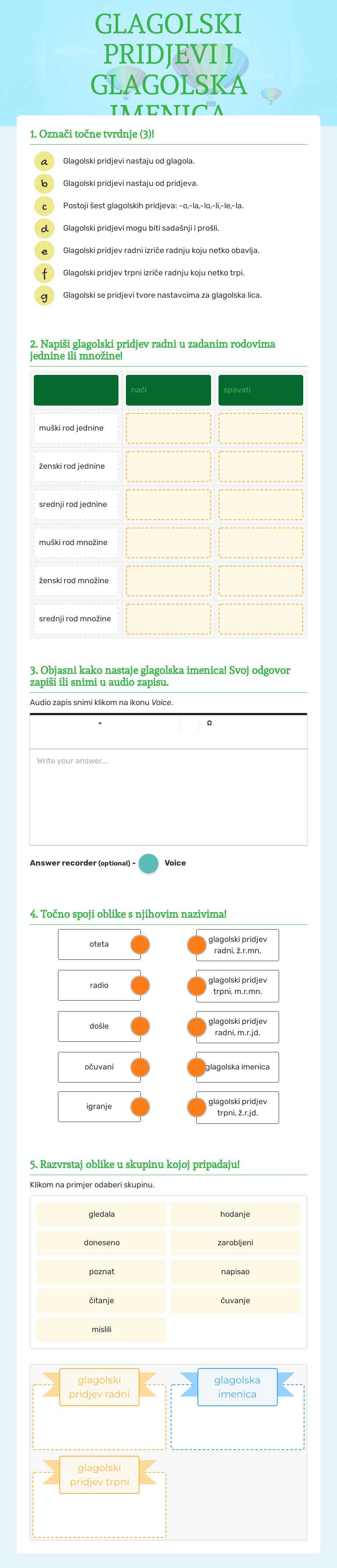 GLAGOLSKI PRIDJEVI I GLAGOLSKA IMENICA Grade 6 worksheet preview