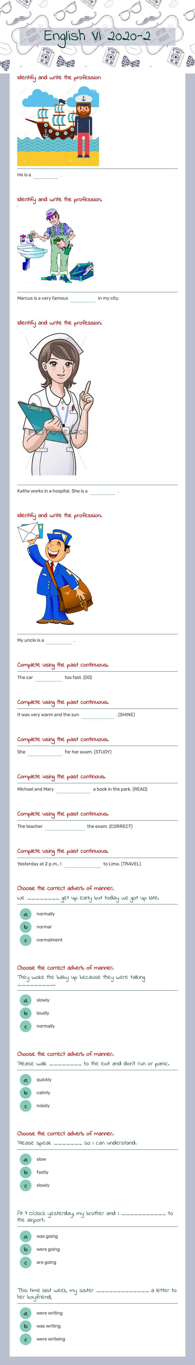 English VI 2020-2 worksheet preview image