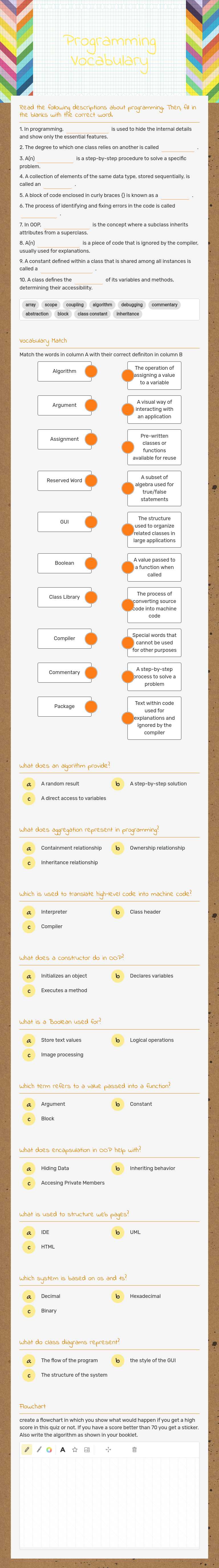 Programming Vocabulary worksheet preview image