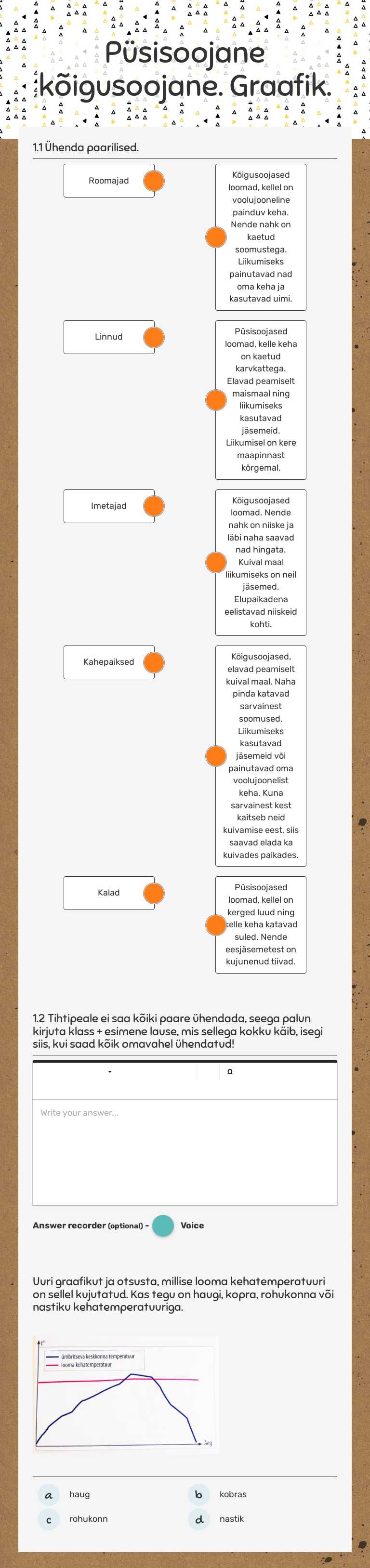 Püsisoojane kõigusoojane. Graafik. worksheet preview image