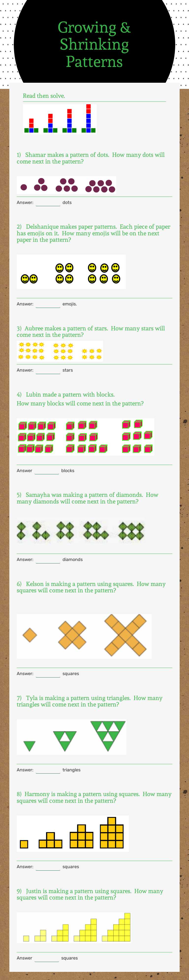 Growing & Shrinking Patterns by Carlene Farrington | Interactive ...