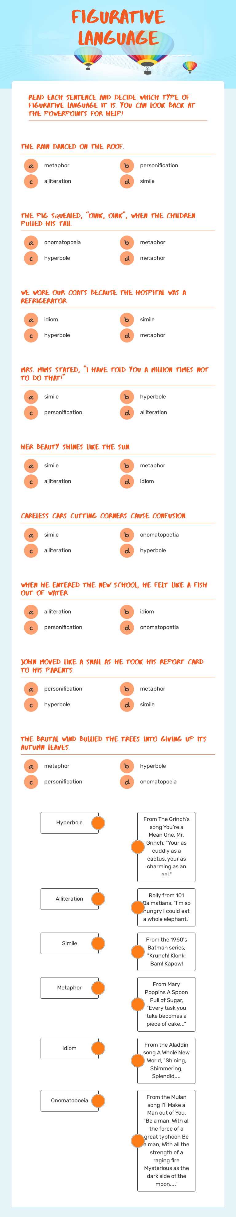 Figurative LanguAGE worksheet preview image