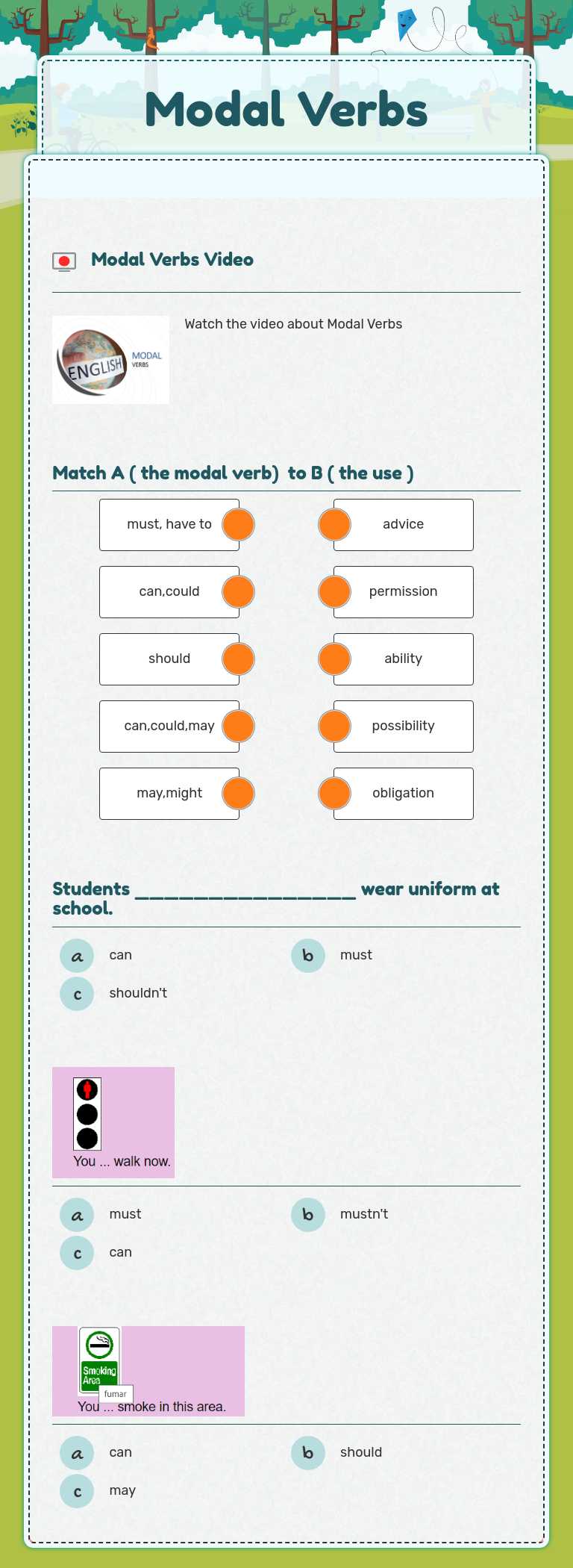 Modal Verbs worksheet preview image