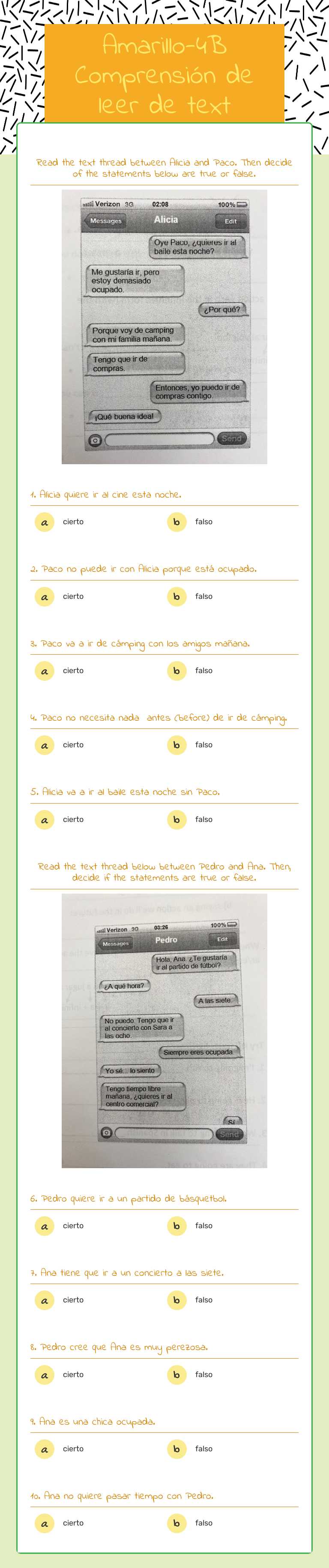 Amarillo-4B Comprensión de leer de text worksheet preview image