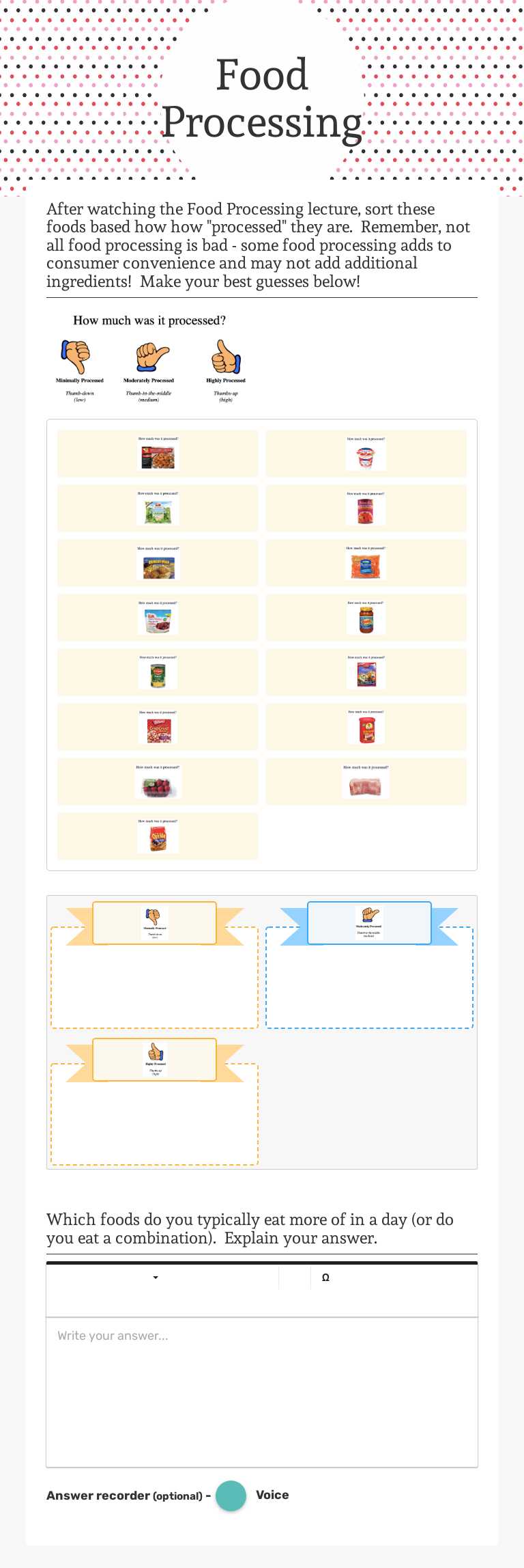 Food Processing worksheet preview image