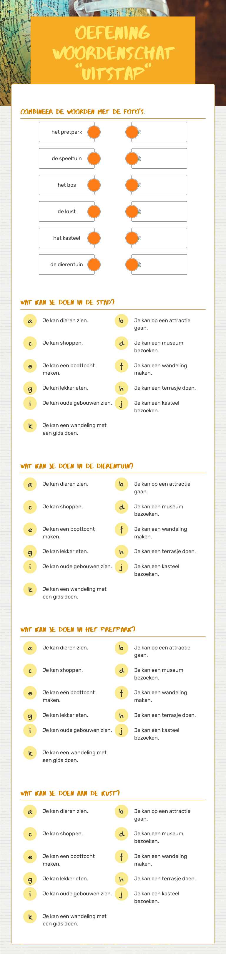 Oefening woordenschat "uitstap" Other worksheet preview