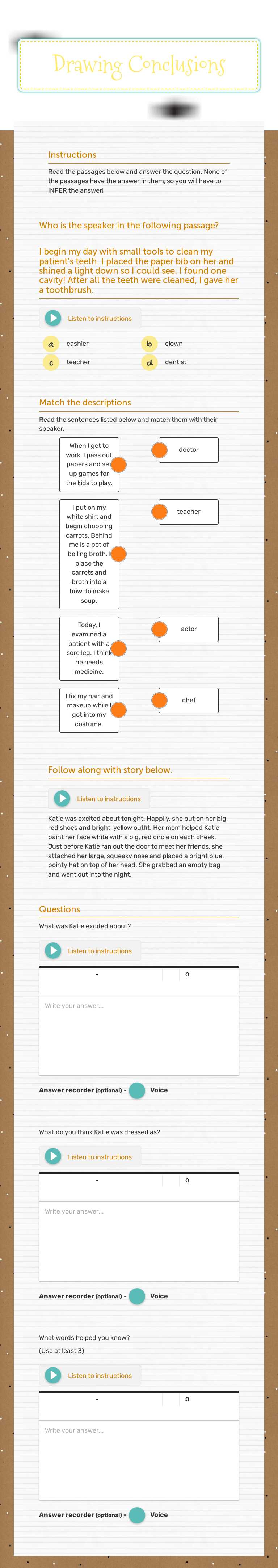 Drawing Conclusions Grade 2 worksheet preview