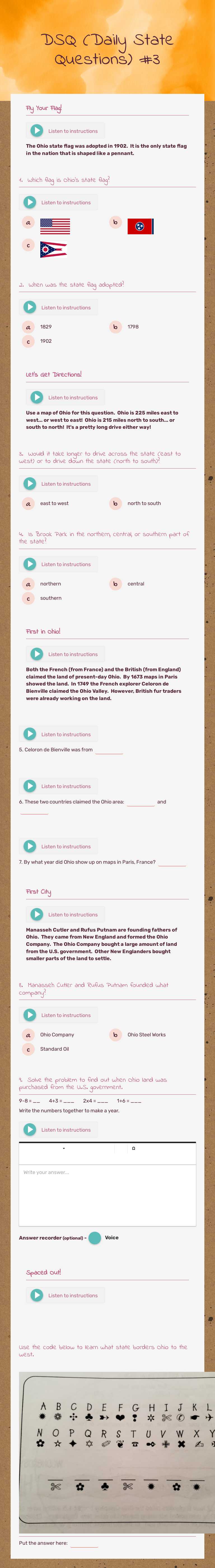 DSQ (Daily State Questions) #3 worksheet preview image