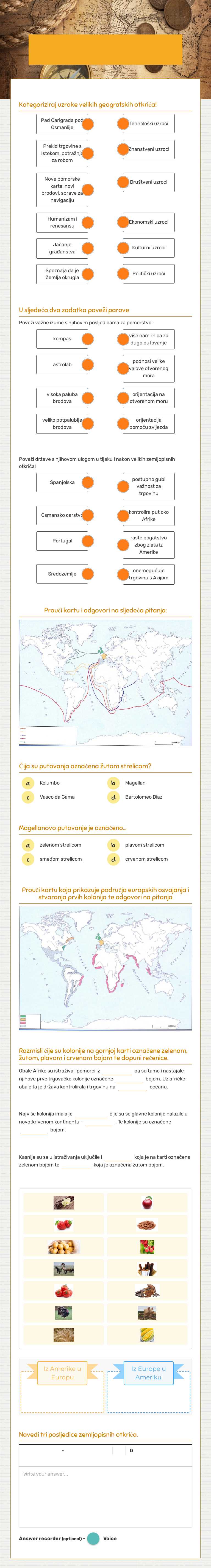 Velika ZEMLJOPISNA otkrića Grade 10 worksheet preview