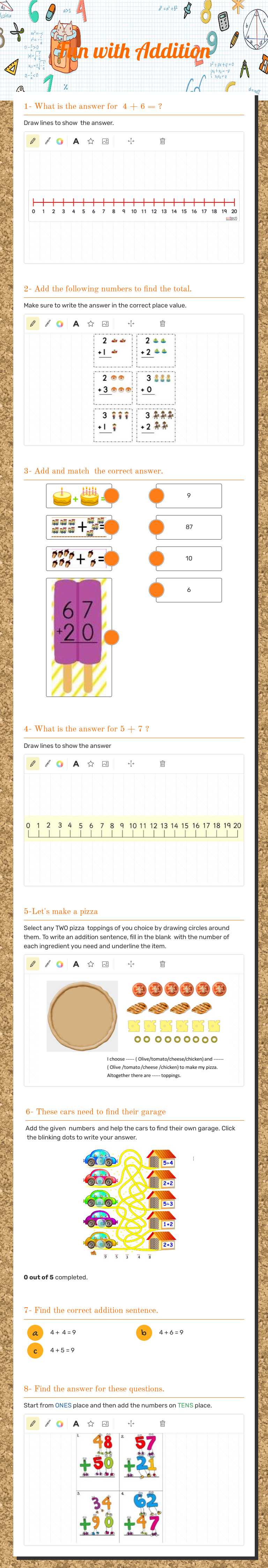 Fun with Addition Grade 1 worksheet preview