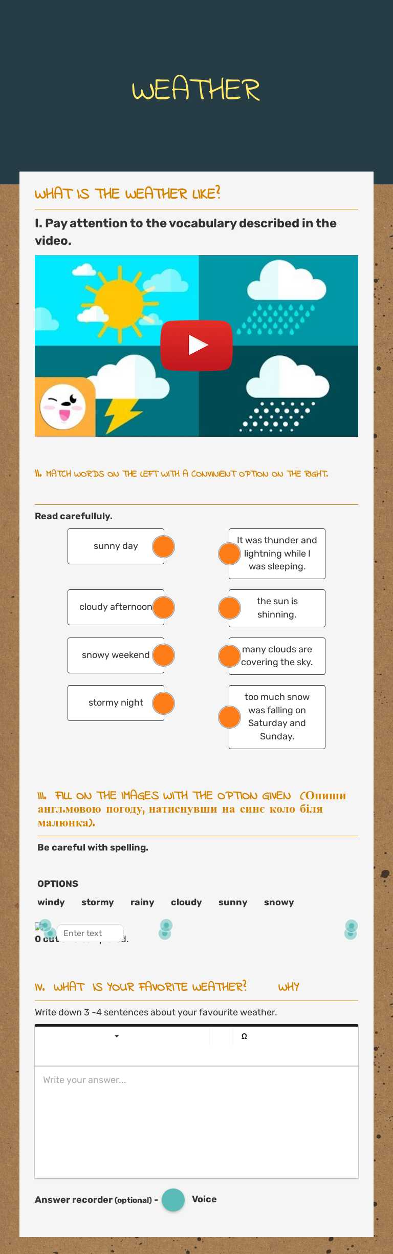 WEATHER Grade 5 worksheet preview