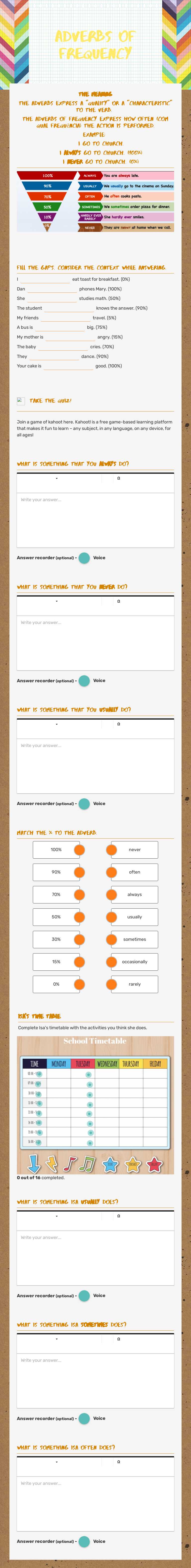 ADVERBS OF FREQUENCY worksheet preview image