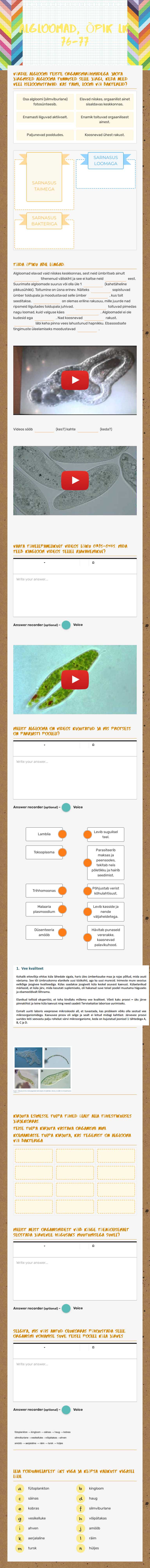 Algloomad, Õpik lk. 76-77 worksheet preview image
