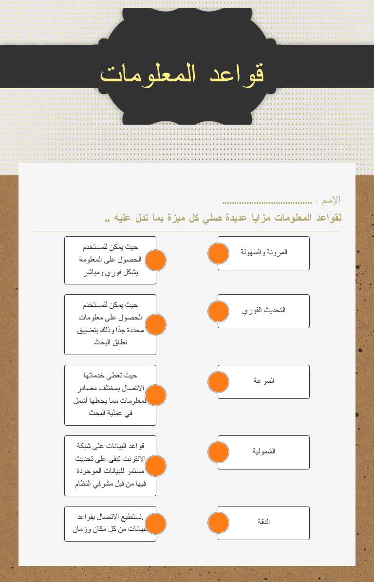 قواعد المعلومات Grade 12 worksheet preview