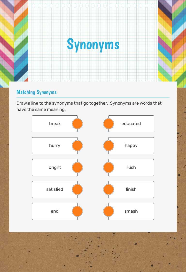 Synonyms worksheet preview image