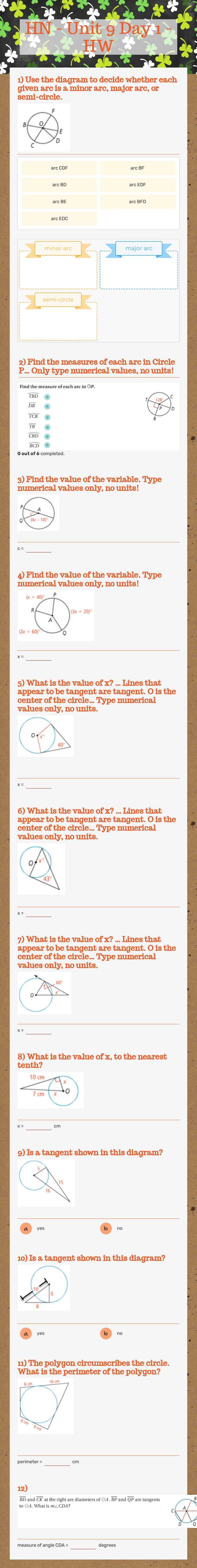HN - Unit 9 Day 1 - HW worksheet preview image