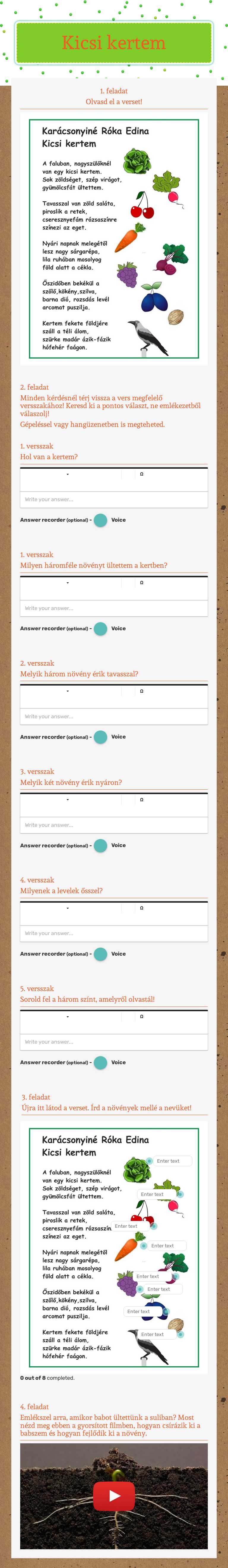 Kicsi kertem worksheet preview image