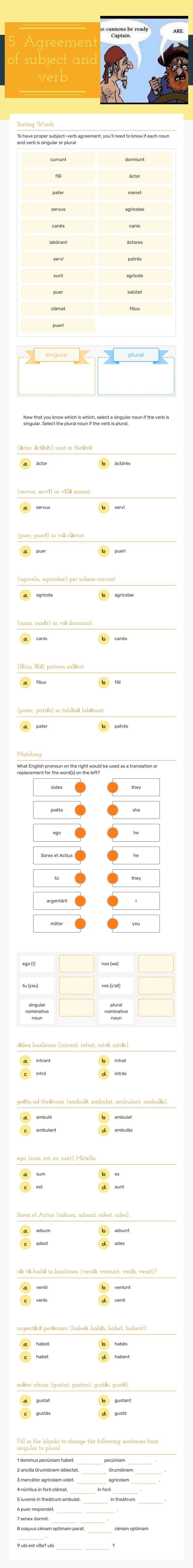 5. Agreement of subject and verb worksheet preview image