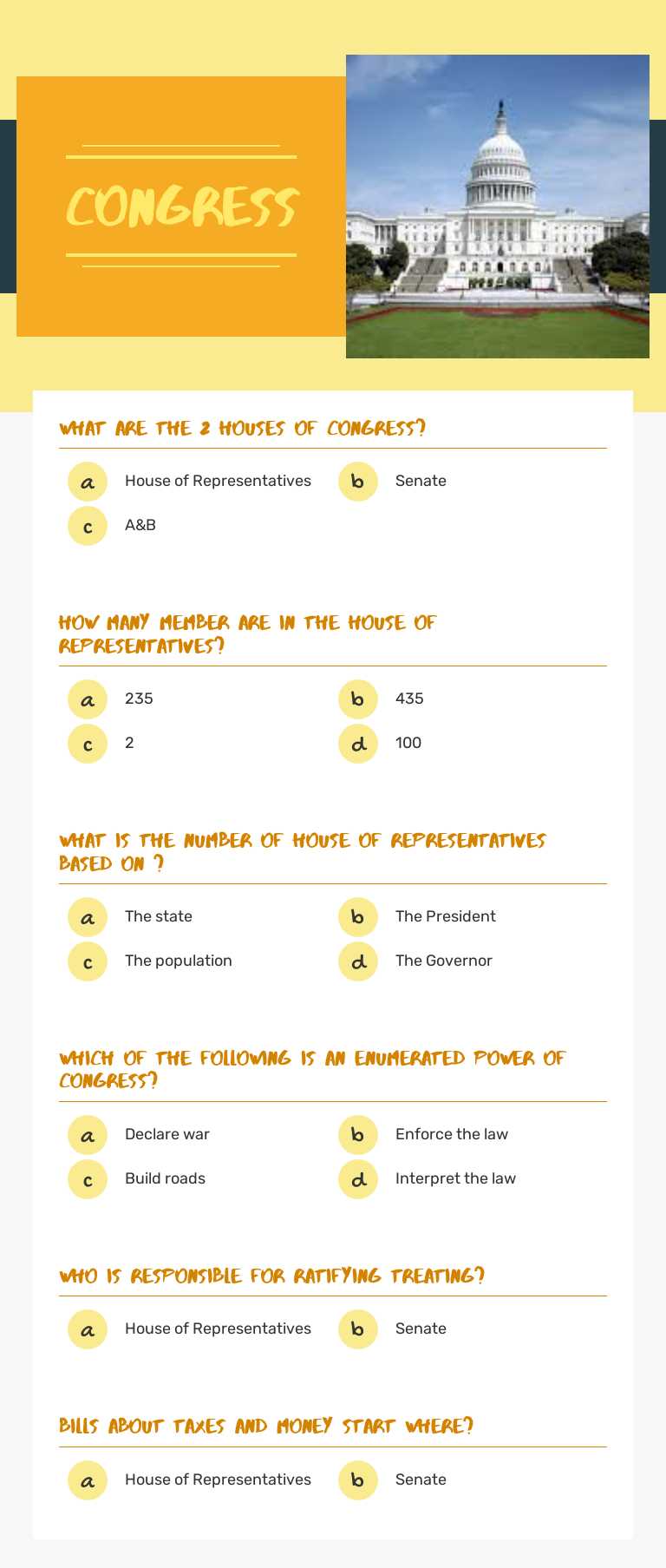 congress worksheet preview image