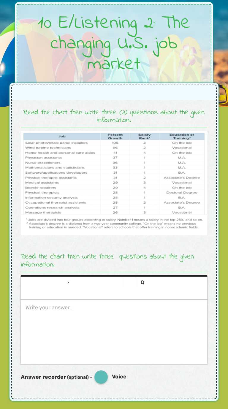 10 E/Listening 2: The changing U.S. job market worksheet preview image