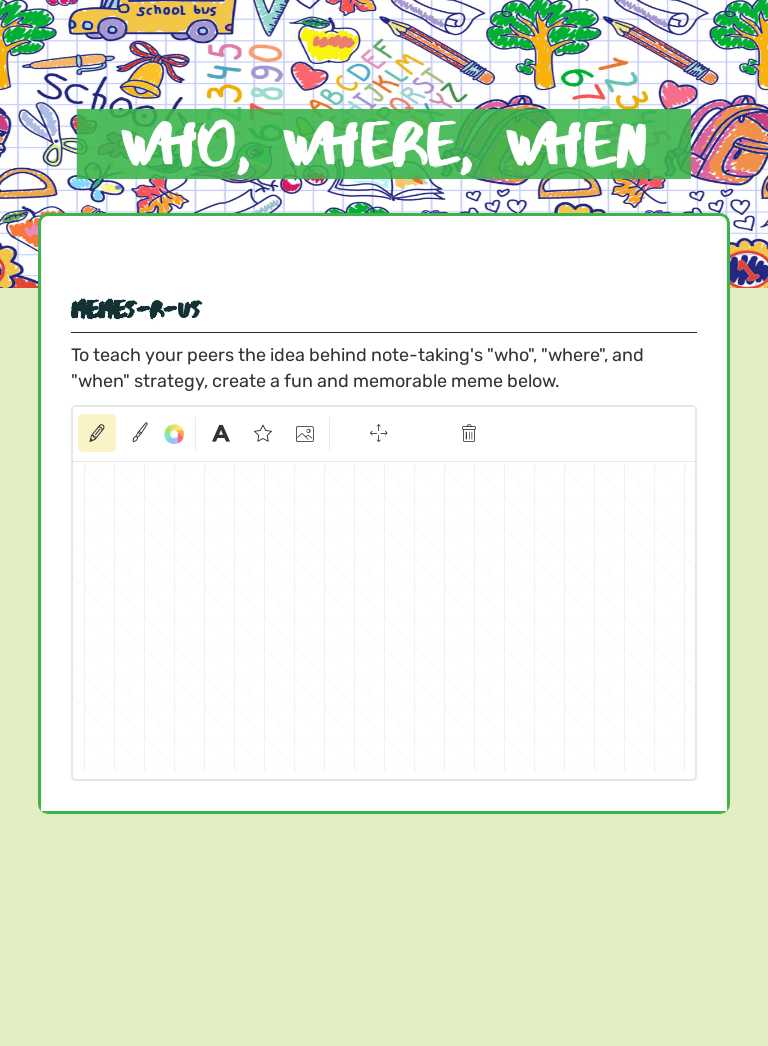 Who, Where, When worksheet preview image