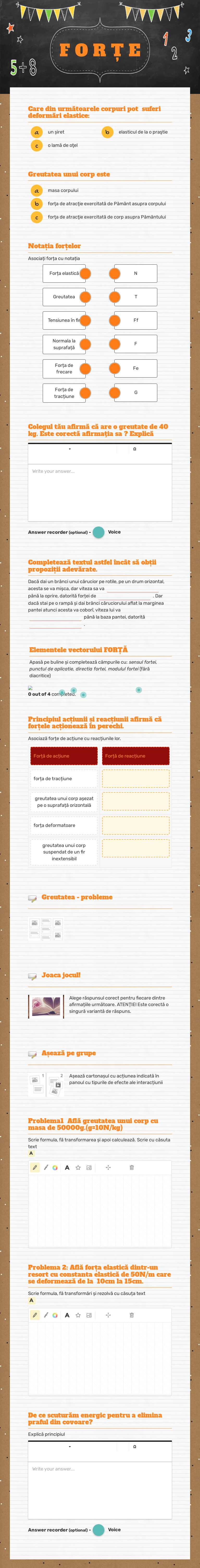 F O R Ț E Grade 7 worksheet preview