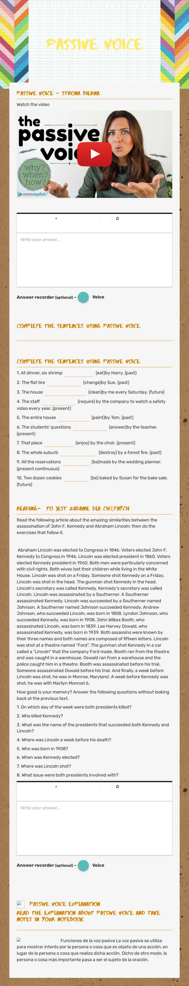 PASSIVE VOICE worksheet preview image