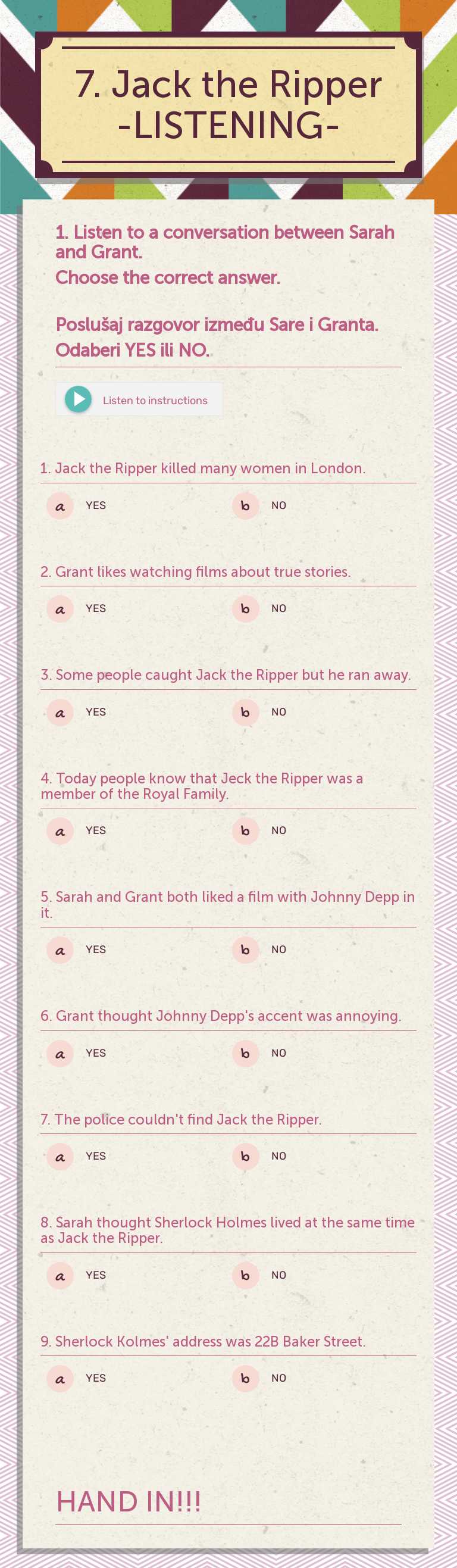 7. Jack the Ripper                           
 -LISTENING- worksheet preview image