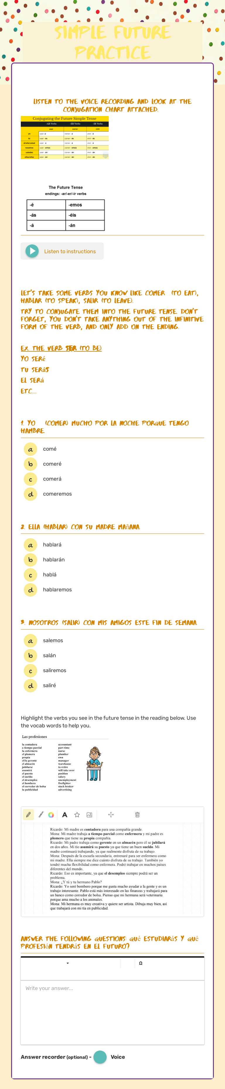 Simple Future Practice Grade 8 worksheet preview