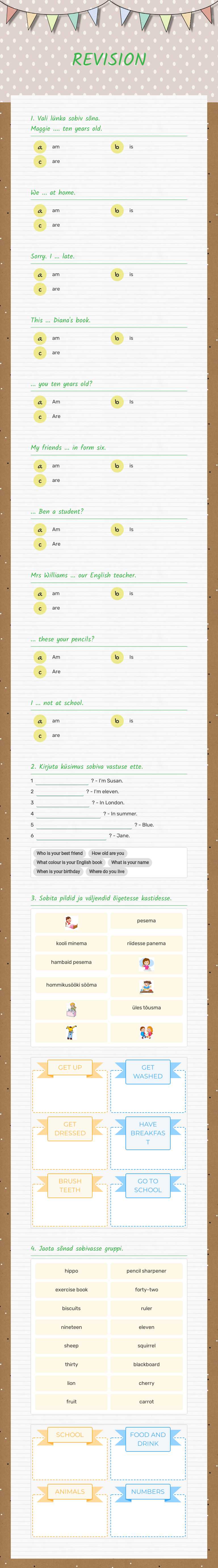 REVISION Grade 4 worksheet preview