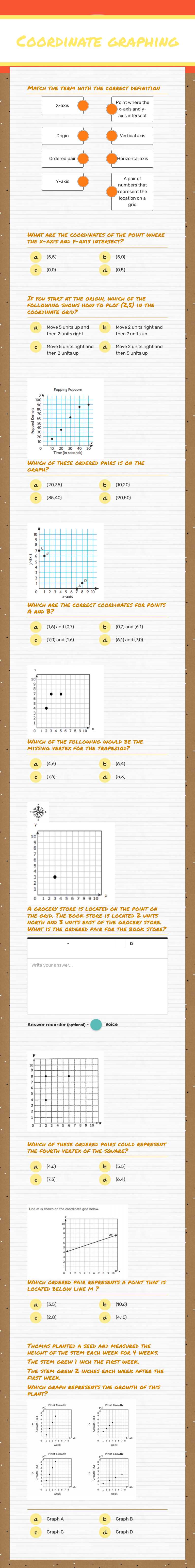 Coordinate graphing worksheet preview image