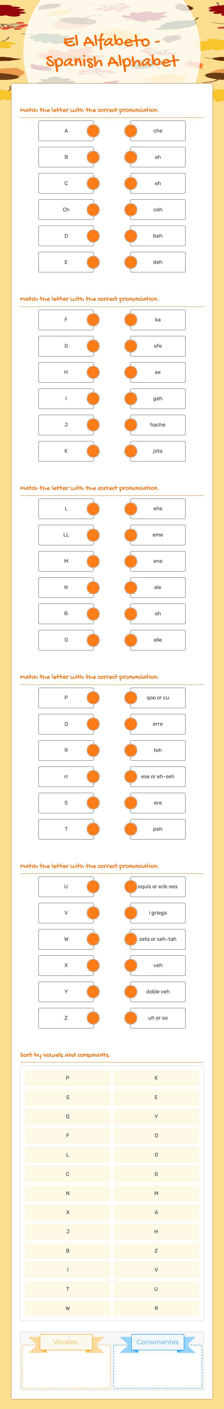 El Alfabeto - Spanish Alphabet Grade 7 worksheet preview