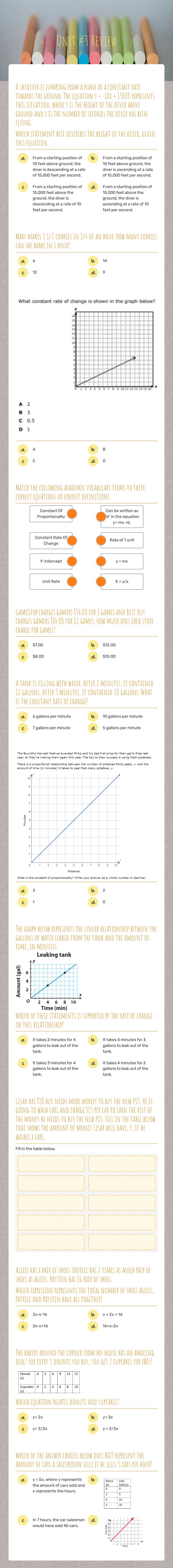 Unit #3 Review worksheet preview image