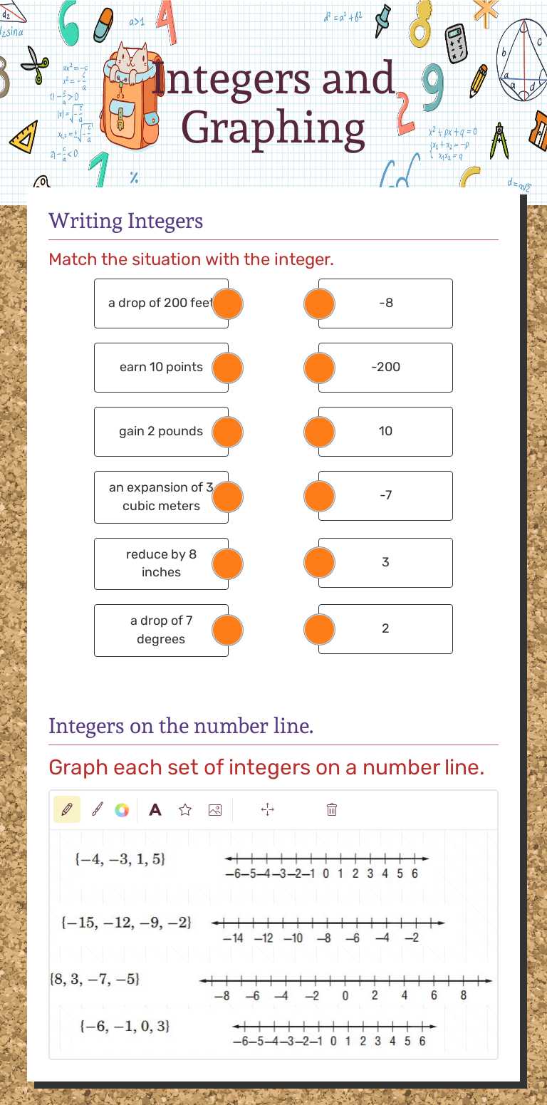 Integers and Graphing Grade 6 worksheet preview