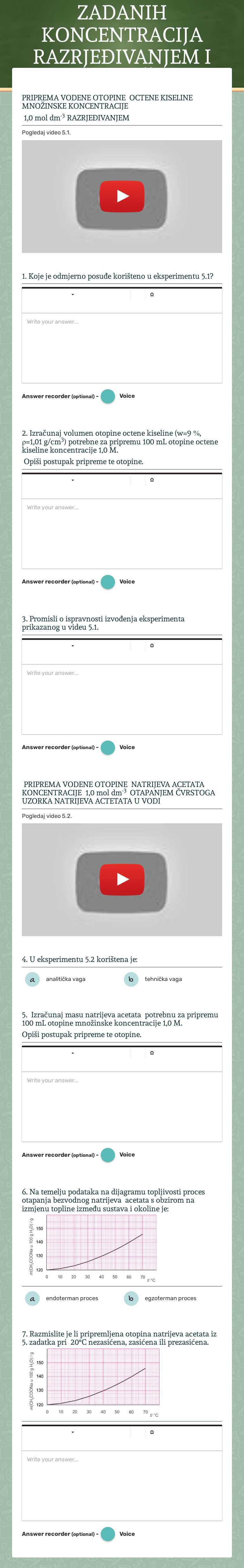 PRIPREMA OTOPINA ZADANIH KONCENTRACIJA RAZRJEĐIVANJEM I OTAPANJEM ČVRSTIH TVARI U OTAPALU worksheet preview image