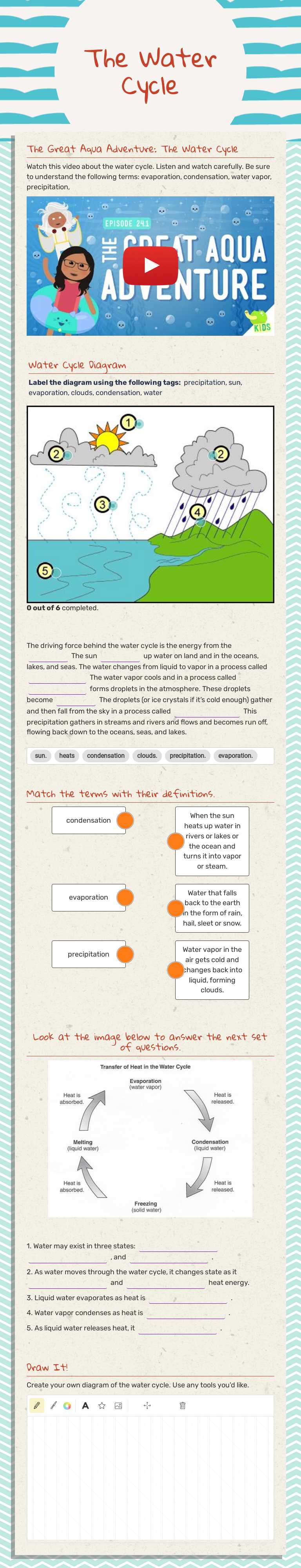 The Water Cycle Grade 3 worksheet preview