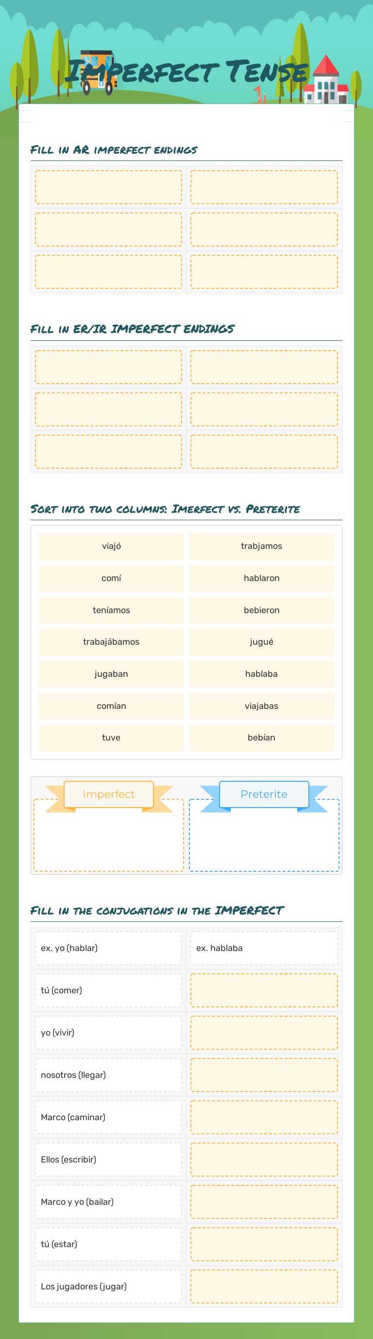 Imperfect Tense worksheet preview image
