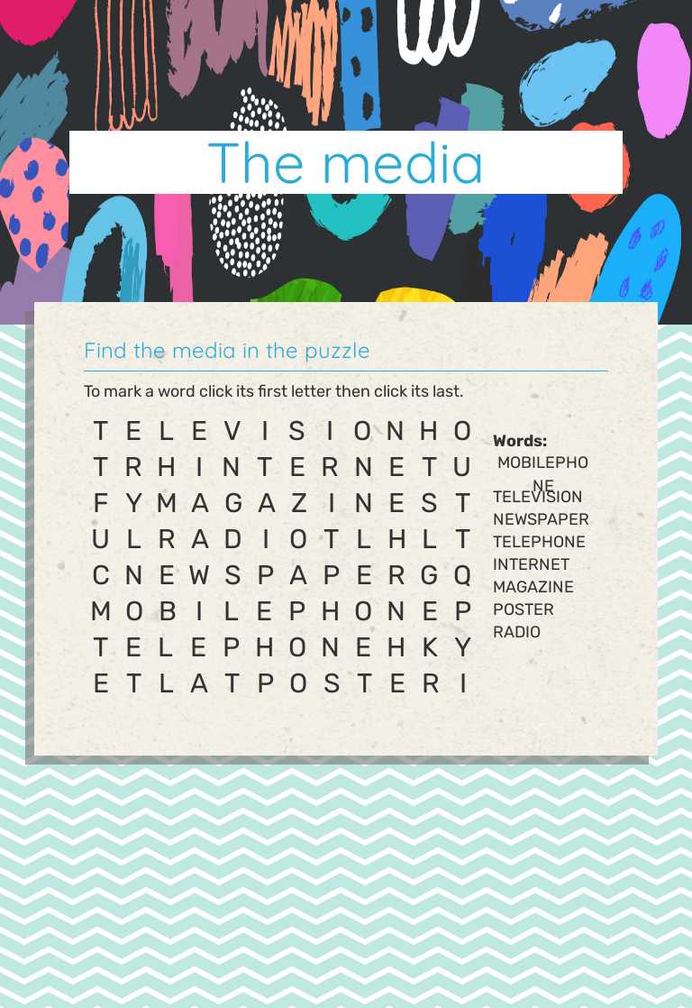 The media worksheet preview image