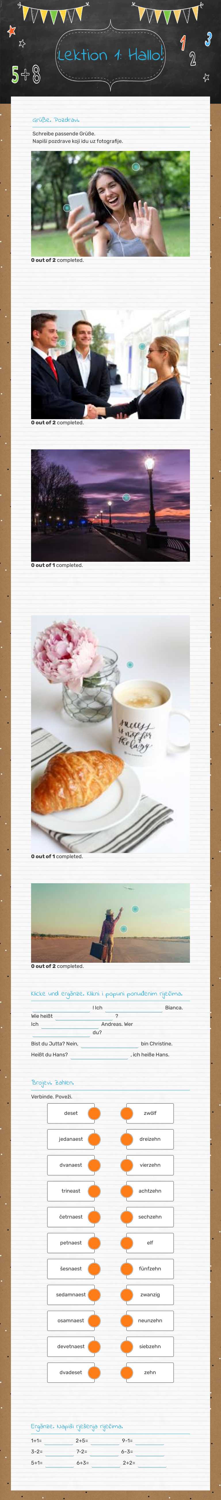 Lektion 1: Hallo! Grade 4 worksheet preview