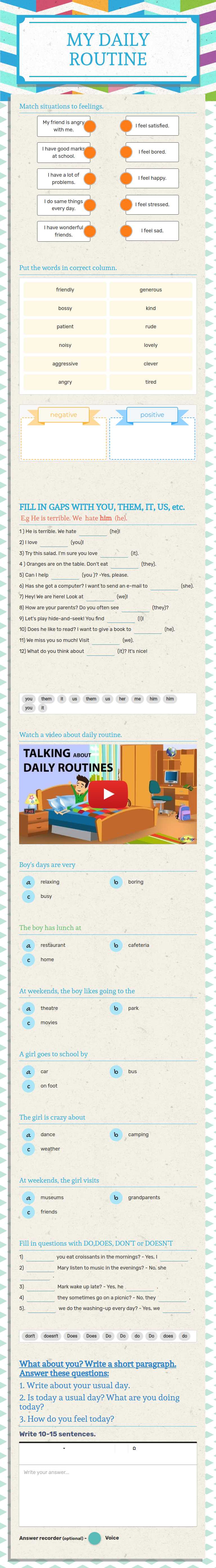 MY DAILY ROUTINE worksheet preview image