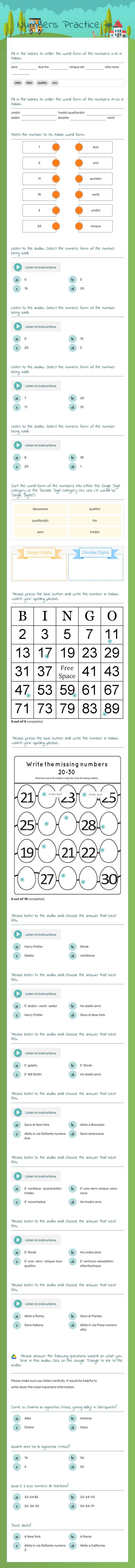 Numbers Practice #2 worksheet preview image