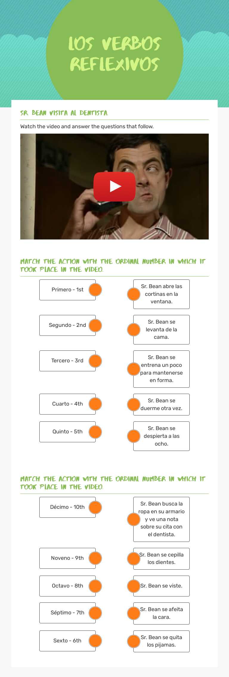 los verbos
reflexivos worksheet preview image