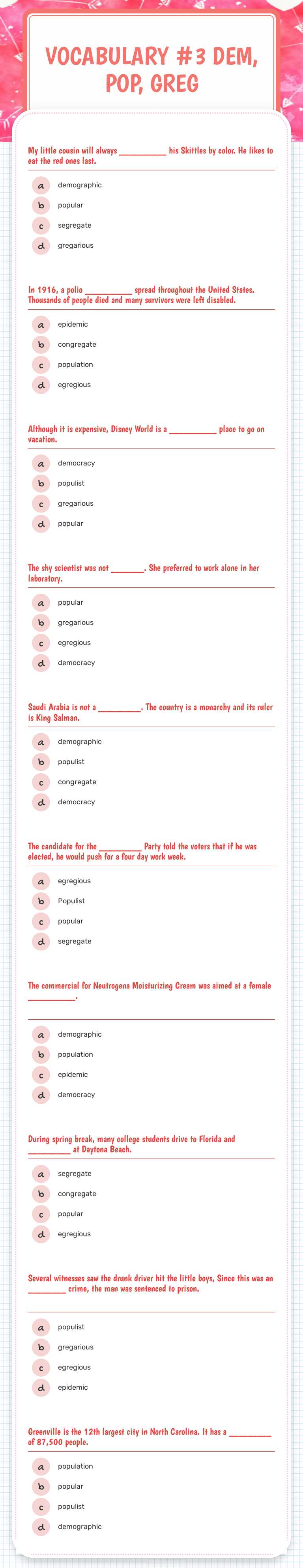 vocabulary #3 
dem, pop, greg worksheet preview